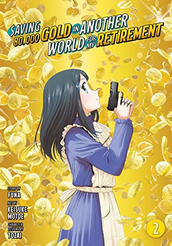 Manga cover: woman looking through a telescope amid falling gold coins.
