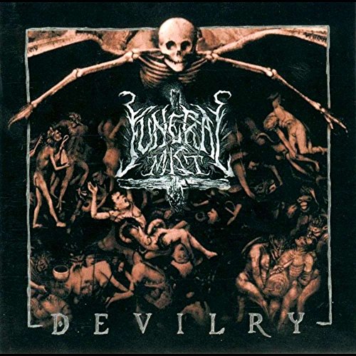 Dark album cover with skeletal figure, demonic imagery, and band name "Funeral Mist".