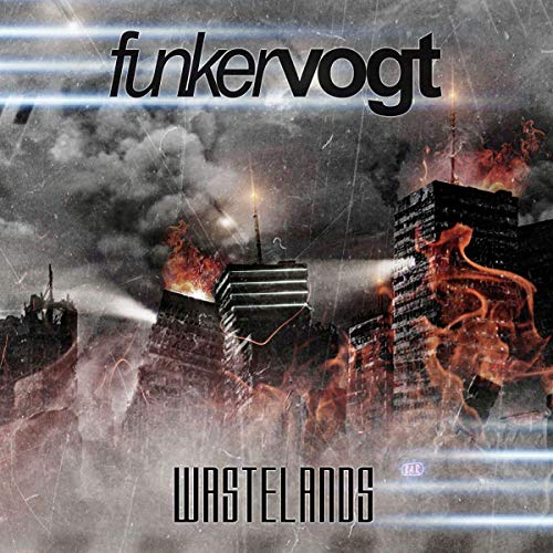 Funker Vogt - Wastelands" CD cover with burning buildings and smoky sky.