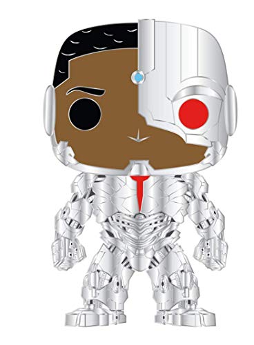 Cyborg Funko POP! pin with metallic silver and brown robotic features.