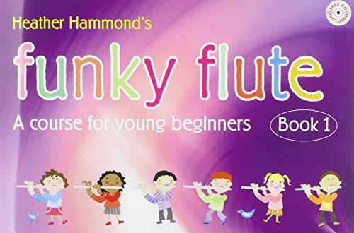 Funky Flute" book cover with colorful text and children playing flutes.