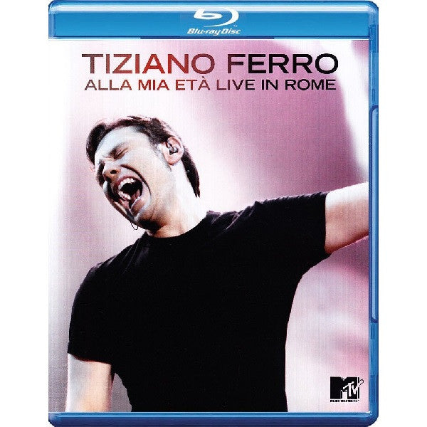 Blu-ray cover featuring Tiziano Ferro singing live in Rome.