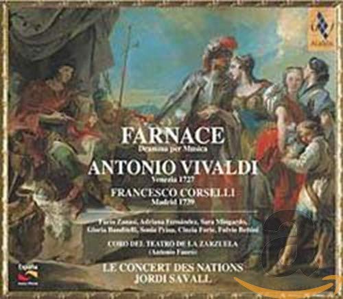 CD cover: Baroque painting of figures, title "Farnace" and composers Vivaldi, Corselli.