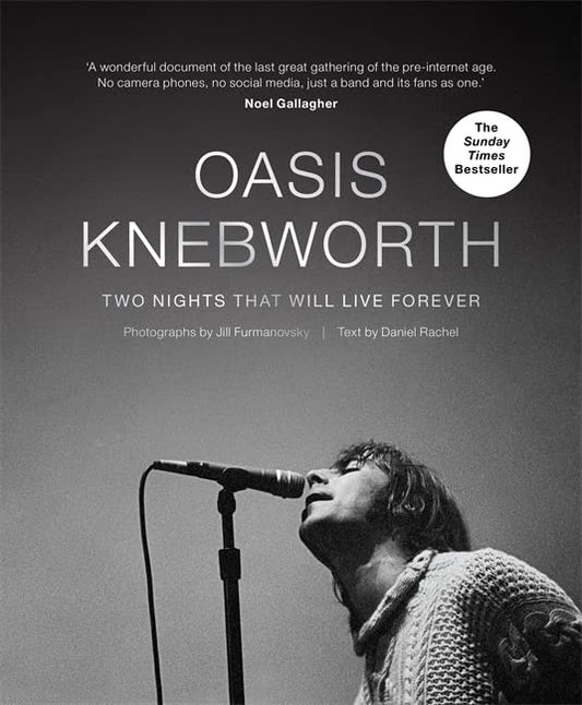 Book cover featuring Oasis’s Liam Gallagher performing with a microphone.