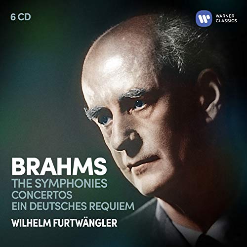 Six CD set featuring portrait of conductor Wilhelm Furtwängler and text “Brahms.”