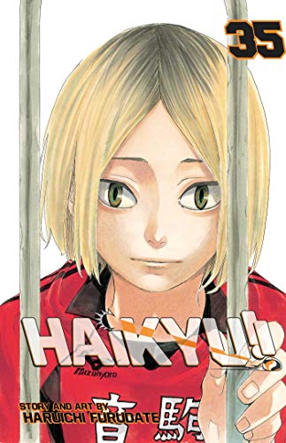 Manga cover featuring Kenma Kozume behind bars with the Haikyu!! logo and volume 35.