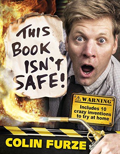 Book cover with shocked man holding blowtorch, surrounded by flames and warning sign.