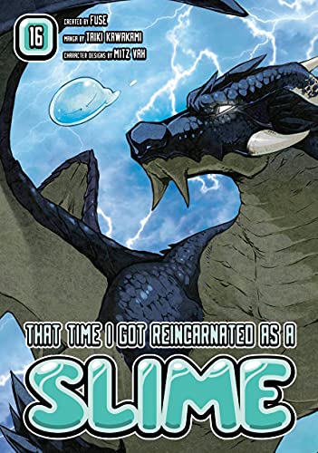 Manga cover featuring a large black dragon and a small blue slime.
