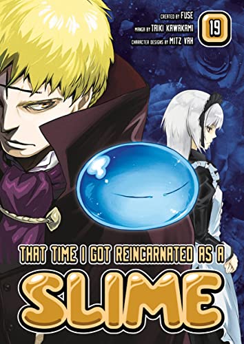 Manga volume 19 cover featuring a man, a slime, and a woman in maid attire.