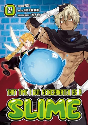 Manga cover featuring a tan-skinned man, a small winged fairy, and a blue slime.