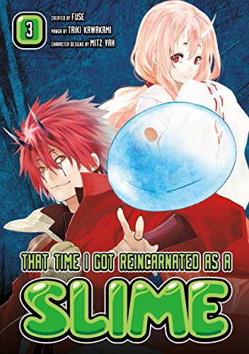 Manga cover featuring a blue slime and two anime characters.