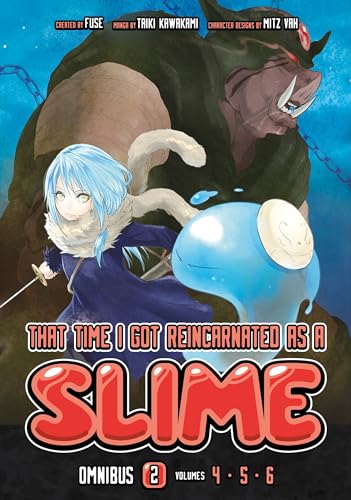 Manga cover: Blue-haired character and large monster, “Slime” title.