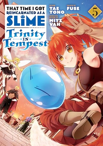 Manga cover featuring a red-haired girl, a blue slime, and other characters.