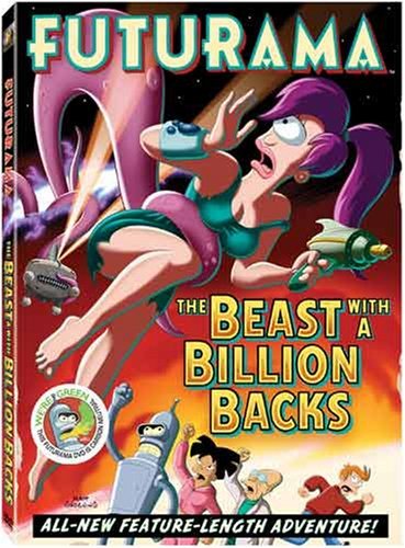Futurama DVD cover featuring Leela, a giant tentacle, and Bender.
