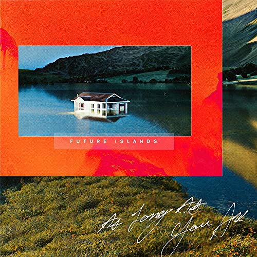 CD cover for Future Islands’ “As Long As You Are” with lakeside cabin.