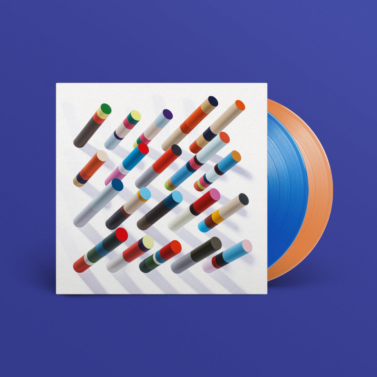 Album cover for Future Islands featuring colorful, angled cylindrical shapes.