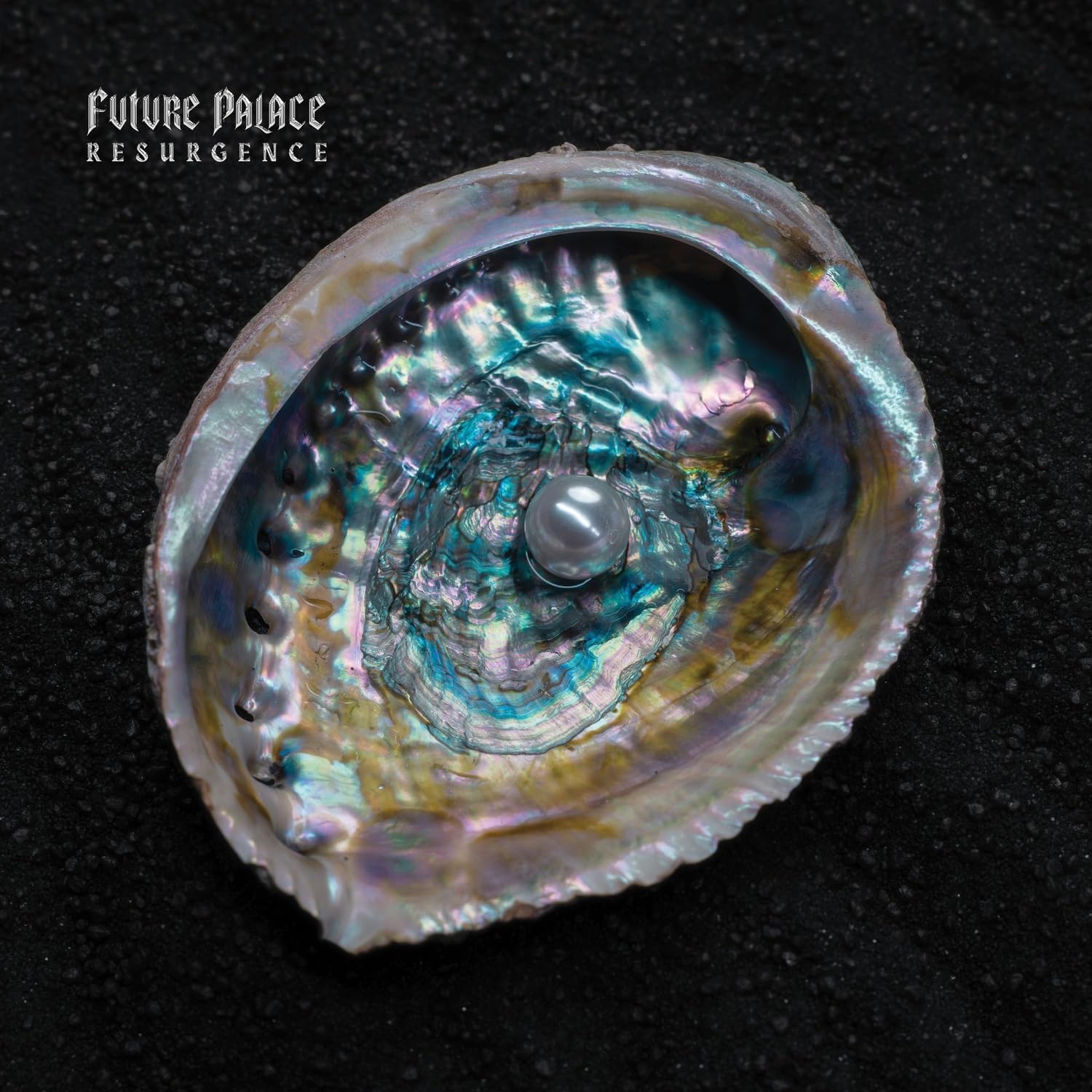 CD case with iridescent shell image and a silver compact disc.