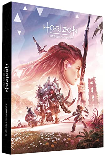 Horizon Forbidden West strategy guide cover with Aloy and robotic creatures.