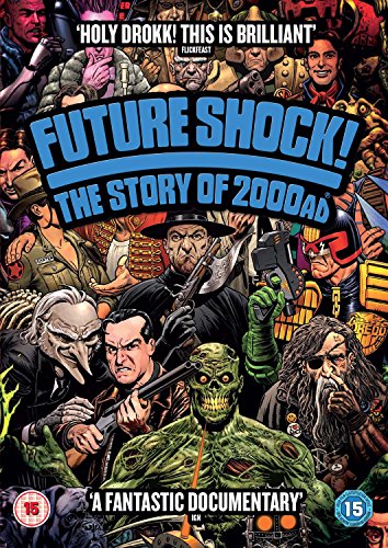 DVD cover featuring comic characters with title "Future Shock! The Story of 2000ad".