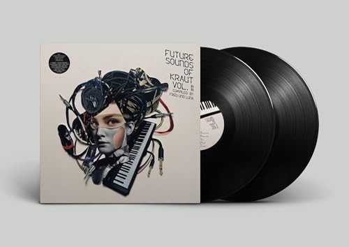 Vinyl record album cover with a portrait and musical equipment imagery.