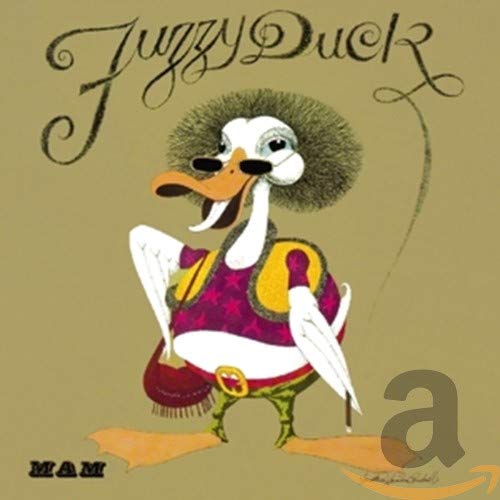 Cartoon duck with afro and vest on a CD cover.