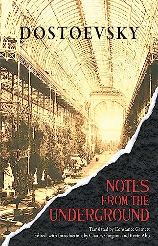 Book cover for “Notes from the Underground” by Dostoyevsky, with a tunnel image.