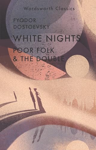 Book cover with abstract shapes and silhouettes of two people on a bridge.