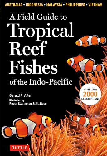 Book cover featuring clownfish and coral, a field guide to tropical reef fishes.