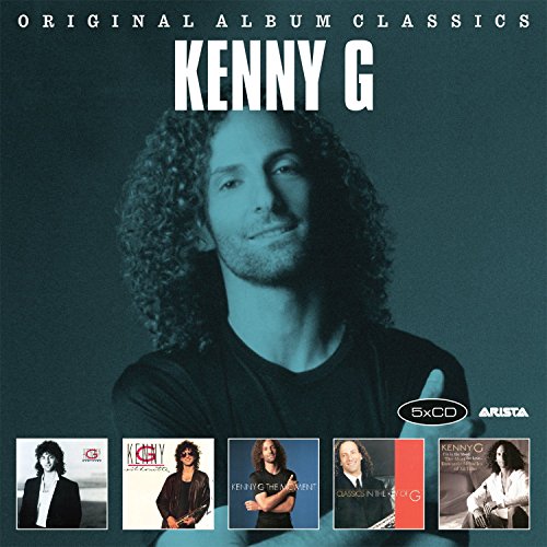 "CD cover featuring Kenny G with five smaller album covers below his portrait."