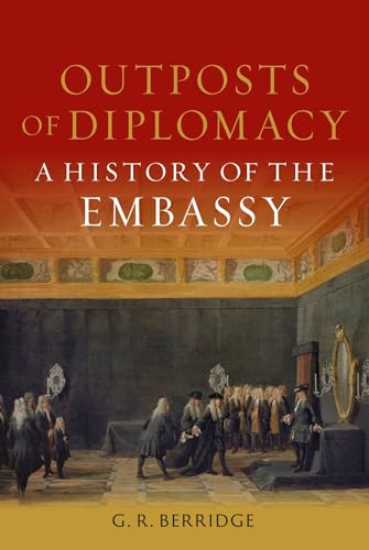 Book cover: “Outposts of Diplomacy,” featuring a historical painting and gold text.