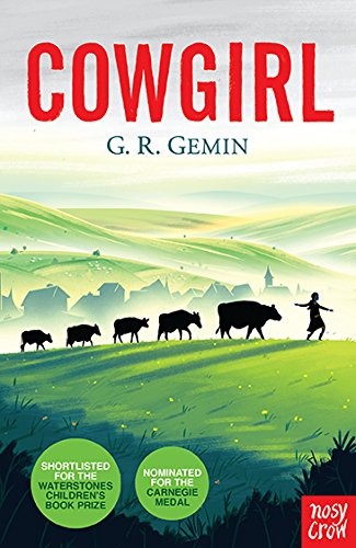 Book cover featuring a girl leading a line of bison across green hills.