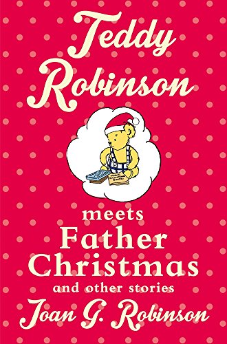 Book cover: teddy bear in Santa hat on red polka dot background.