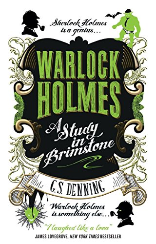 Book cover: "Warlock Holmes" with ornate gold frame and green monster.