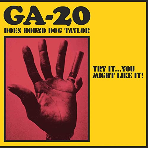 Album cover showing a hand with a slide on a finger on yellow background.