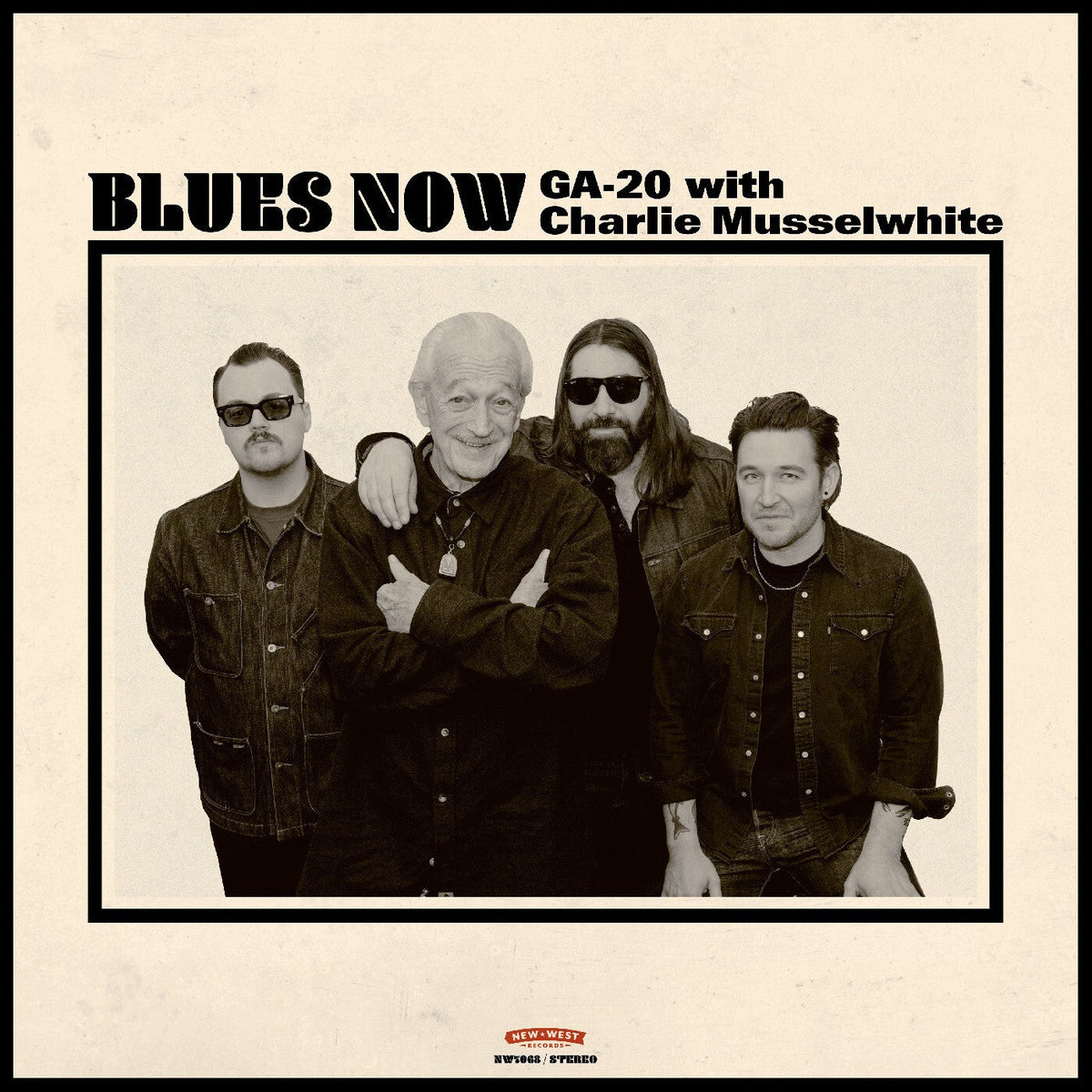 Black and white photo of four musicians for the album "Blues Now.