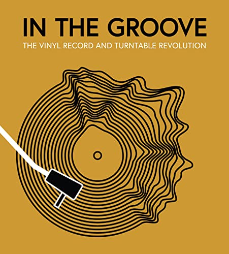 Book cover with gold background, black title text, and a stylized vinyl record illustration.