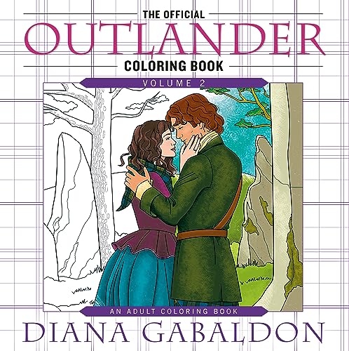 Outlander coloring book cover with a couple embracing near standing stones.