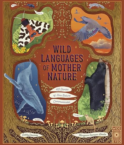 Book cover with illustrations of a moth, bird, whale, and bear in tree frames.