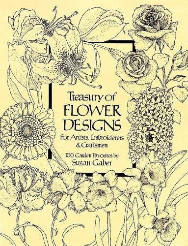 Book cover with black and white line drawings of various flowers on yellow background.