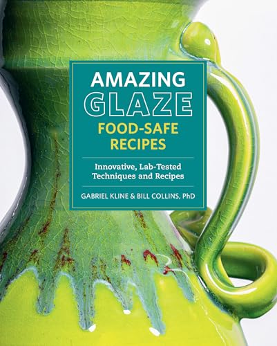 Book cover with green glazed pottery and title “Amazing Glaze Food-Safe Recipes.”