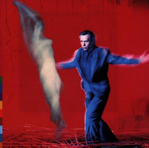 Peter Gabriel album cover: man in blue suit with ghostly figure.