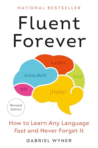 Book cover for Fluent Forever by Gabriel Wyner featuring a colorful brain illustration.