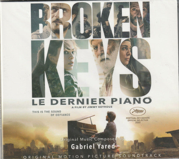 CD cover for "Broken Keys" soundtrack by Gabriel Yared, featuring film imagery.