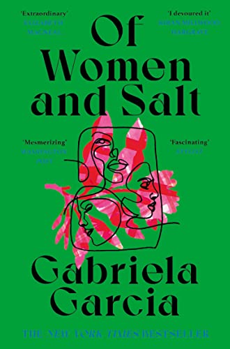 Book cover with green background, black text, and a line-art illustration of three faces.