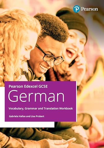 GCSE German workbook cover with diverse students and purple title.