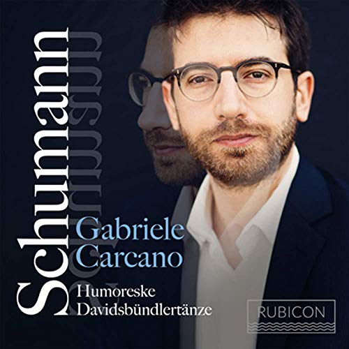 CD cover featuring pianist Gabriele Carcano and text “Schumann Humoreske”.