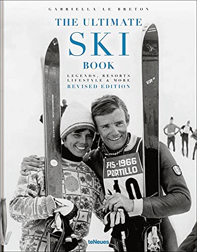 Book cover showing a smiling man and woman holding vintage skis in black-and-white.