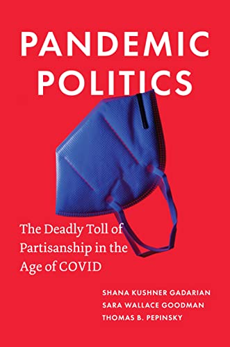 Book cover: “Pandemic Politics” with a blue surgical mask image.