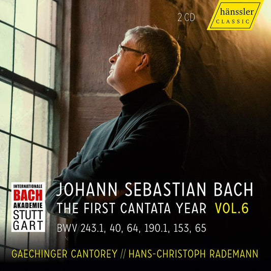 CD cover featuring a portrait of a man and text: Bach – The First Cantata Year Vol. 6.