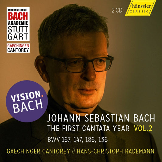 CD cover featuring a portrait of Johann Sebastian Bach and text details.